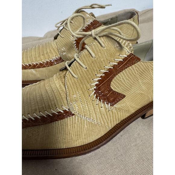 David Eden Shoes Mens Size 9 Tan Brown Genuine Lizard Crocodile Handmade Oxford main image 11